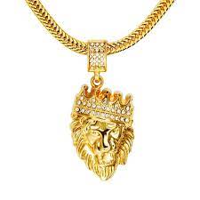 Iced Out 18k Gold Plated Lion Pendant And Chain Deez Grillz Gold Chains For Men 18k Gold Chain Gold Chains