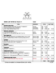 Semua pemain kebangsaan menjalani latihan pada pukul 7:30 pagi lebih setahun contoh: Fillable Online Book List 2018 For Form 3 Fax Email Print Pdffiller
