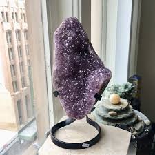Beautiful Large Geode With Stand Raw Amethyst Crystal Etsy Amethyst Crystal Large Geode Amethyst