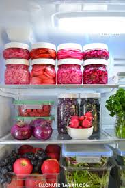 If you are having troubles with the cabbage floating to the top, you can weigh it down with a glass weight, or even wedge a piece of the cabbage core on top to hold it down. 2 Ingredient Refrigerator Quick Pickled Veggies Hello Nutritarian
