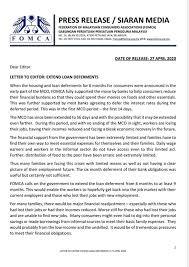 Check out their videos, sign up to chat, and join their community. Letter To Editor Extend Loan Deferments Federation Of Malaysian Consumers Associations Fomca Facebook