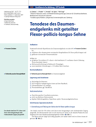 Dieses dokument wurde zum persönlichen gebrauch heruntergeladen. Pdf Tenodesis Of The Distal Joint Of The Pollex With The Split Flexor Pollicis Longus Tendon