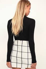 Black And White Plaid Skirt Outfit Spence White Plaid Mini Skirt Mini Skirts Womens Casual Skirt Plaid Mini Skirt