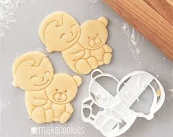 Baby With Toy Teddy Bear Cookie Cutter Baby Shower Cookie Etsy Teddy Bear Cookies Bear Cookie Cutter Baby Cookies