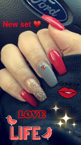 Nails private label acrylic powder nail tools and treatments nail supplies acrylic. Coffin Nails Red Manicura De Unas Manicura Unas
