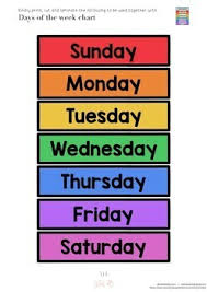 What is the best day of the week for cleaning? Days Of The Week Chart By Ohkei Teachers Pay Teachers