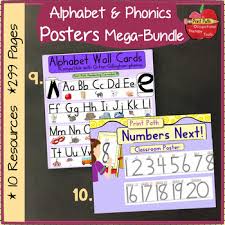 Alphabet Word Wall Name Plates Phonics Charts 299 Page Megabundle Hwt Style