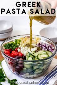 Greek Pasta Salad Is Full Of Tender Al Dente Pasta Crunchy Veggies Feta Cheese And A Homemade Dres In 2020 Greek Salad Pasta Greek Pasta Greek Salad Dressing Recipe