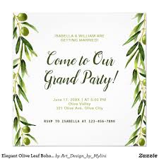 Elegant Olive Leaf Boho Garden Wedding Invitation Zazzle Com Garden Wedding Invitations Beautiful Wedding Invitations Wedding Invitations Stationery