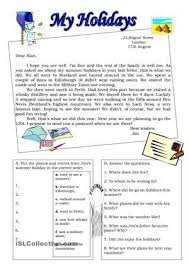 My Holidays Postcard Holiday Reading Comprehension Reading Comprehension Lessons Holiday Worksheets