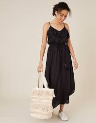 Flared kimono sleeves lend volume to your look, whilst the subtle animal print is a contemporary touch. Spot Print Cami Dress In Lenzing Ecovero Black Beach Dresses Monsoon Uk