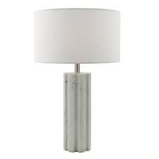 The marble mosaic is fixed on a wooden base. Dar Lighting Ere422 Erebus Single Light Table Lamp In Pale Grey Marble Effect Finish With White Cotton Shade Castlegate Lights