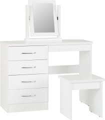 Finished in a high gloss cream and walnut effect finish it's sure to add a fresh look to your bedroom. Nevada 4 Drawer Dressing Table Set White Gloss