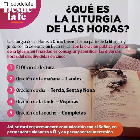REPOST @desdelafe with @get__repost__app La Liturgia de las Horas forma parte de la liturgia, y junto con la Misa, son la oración pública y oficial de la Iglesia Católica. . #Iglesia #IglesiaCatolica #