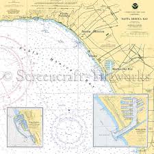 California Santa Monica Venice Marina Del Rey Nautical Chart Decor