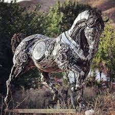 Steampunk Desk On Instagram Magnificent Metal Sculpture By Cem Oz Kan Steampunk Steampun Horse Sculpture Metal Horse Sculptures Steampunk Art