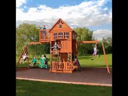Backyard Discovery Skyfort Ii Playset Youtube In 2020 Wooden Swing Set Kids Outdoor Swing Set Best Swing Sets