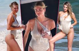 Nearly Nude Kate Upton Showed Bare Butt & Camel Toe In Beach Shoot