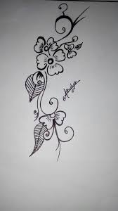 Simple And Easy Drawing Of Flower And Leaves In Black And White Easy Drawings Easy Flower Drawings Black And White Drawing