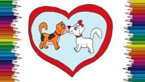 The dog is sitting in his a realistic pose. How To Draw Cartoon Dogs Step By Step Dog Love And Kiss Drawing