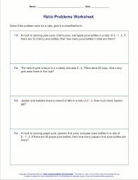 Free Worksheets For Ratio Word Problems