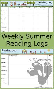 Free Weekly Summer Reading Charts 3 Dinosaurs