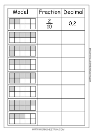 Model Fraction Decimal 2 Worksheets Math Fractions Decimals Worksheets Fractions