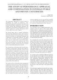 Pdf The Study Of Performance Appraisal And Compensation In Estonian Public And Private Universities