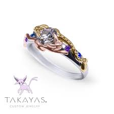Read More About This Vaporeon And Espeon Pokemon Inspired Engagement Ring On Takayas Custom Jewelry Pokemon Jewelry Geeky Engagement Rings Jewelry