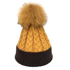 But how to do it? Alex Max Color Block Cable Knit Fur Pom Pom Beanie Hat Butterscotch Cafe