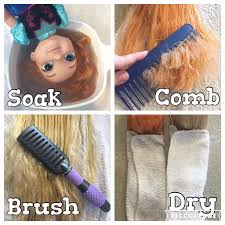 Mommy Tips Tricks How To Fix A Doll S Hair Soak In 1 4 Fabric Softener 3 4 Hot Water For About 5min Co Fix Doll Hair Doll Hair Detangler Baby Doll Hair