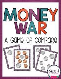 Money War Game Playing The Card Game War Is A Fun Way For Students To Practice Comparing Numbers In This Version S Money Math Classroom Freebies Money Games