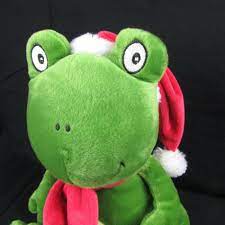Kellytoy Christmas Frog 12 Green Plush Stuffed Animal Red Santa Hat Scarf Kellytoy Christmas Plush Plush Stuffed Animals Raccoon Stuffed Animal