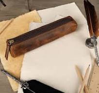 Vintage Leather Pencil Case – Handmade 9” Zipper Pouch for Office, School,  or Travel | Slim Leather Organizer for Pens & Accessories