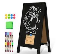 A Frame Chalkboard Sign 40'' X 20'' Double-sided Magnetic Sildwalk Sandwich  Board Rustic Pine Wood M...