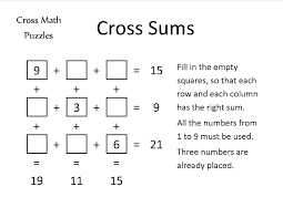 If the sum of 2 boxes is 3, then the only combination . Cross Math Puzzles Enjoy Your Sunday With This Interesting Puzzle All About Addition It Is Called Cross Sums Last Week We Posted Cross Products Which Is About Multiplying Instead Of Adding