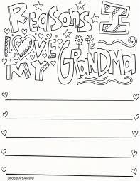 Woman giving cake to grandma. Grandparents Day Coloring Pages Doodle Art Alley