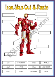 Look at the list below and write the names of the. Iron Man And His Body Parts Cut And Paste Activity Fully Editable Enjoy Esl Worksheet By Kasiabasia
