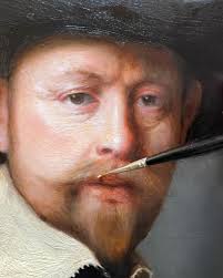 I don't think I posted progression stills of this Rembrandt study from  class, so here are a few shots. I don't know how long it took Rembrandt to  paint his portraits, but