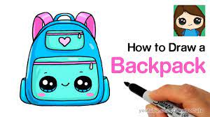 How To Draw A Backpack Cute And Easy Back To School Supplies Youtube Cute Drawings Cute Food Drawings Drawing Lessons For Kids