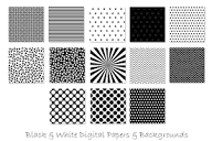 Black and White Pattern Designs - Black Digital Papers By gjsart ...
