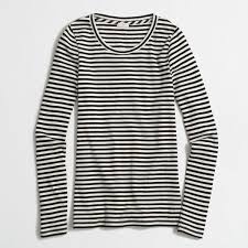 Black And White Striped Long Sleeve Tee J Crew Striped Ribbed Long Sleeve T Shirt Featuring Polyvore Women S Fashion Clothin Long Sleeve Ribbed Shirt Striped Long Sleeve Tee Long Sleeve Striped Top