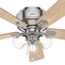 Shop for ceiling fan light kits in ceiling fan parts. Hunter Crestfield 52 In Led Indoor Low Profile Brushed Nickel Ceiling Fan With 3 Light Kit 54209 The Home Depot