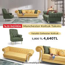 Manchester Koltuk Takimi 20 Indirim Ile 5800 Tl Yerine Sadece 4640 Tl Manchester Koltuk Takimi Tasarimi Ve Yatak Fonksiyonu I Koltuklar Mobilya Manchester