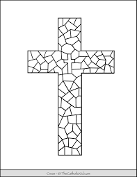 Cross Coloring Page Stained Glass Pattern Thecatholickid Com Cross Coloring Page Stained Glass Christmas Stained Glass Patterns