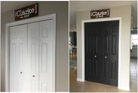 Painting a fiberglass entry door is much like painting a wood door, without a need for sanding before paint is applied. Painting Closet Doors Black Heather S Handmade Life