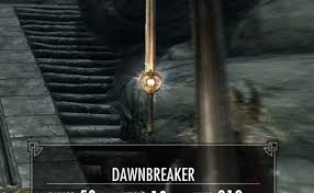 Deals 48 magic damage to enemies in front of the vestige with 60% additional damage to both undead and daedric enemies. Gophers Vids Daedric Dawnbreaker