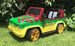 Custom Paint Job Kids Ride Safari Car Hand Painted Customization To Look Like Just Like The Classic Jp Safari Vehicle Kids Jeep Jurassic Park Car Kids Ride On