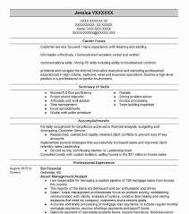 Asset Management Analyst Resume Example Analyst Resumes Livecareer