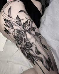 Squirestrahan Floral Skull Tattoos Skull Thigh Tattoos Animal Skull Tattoos